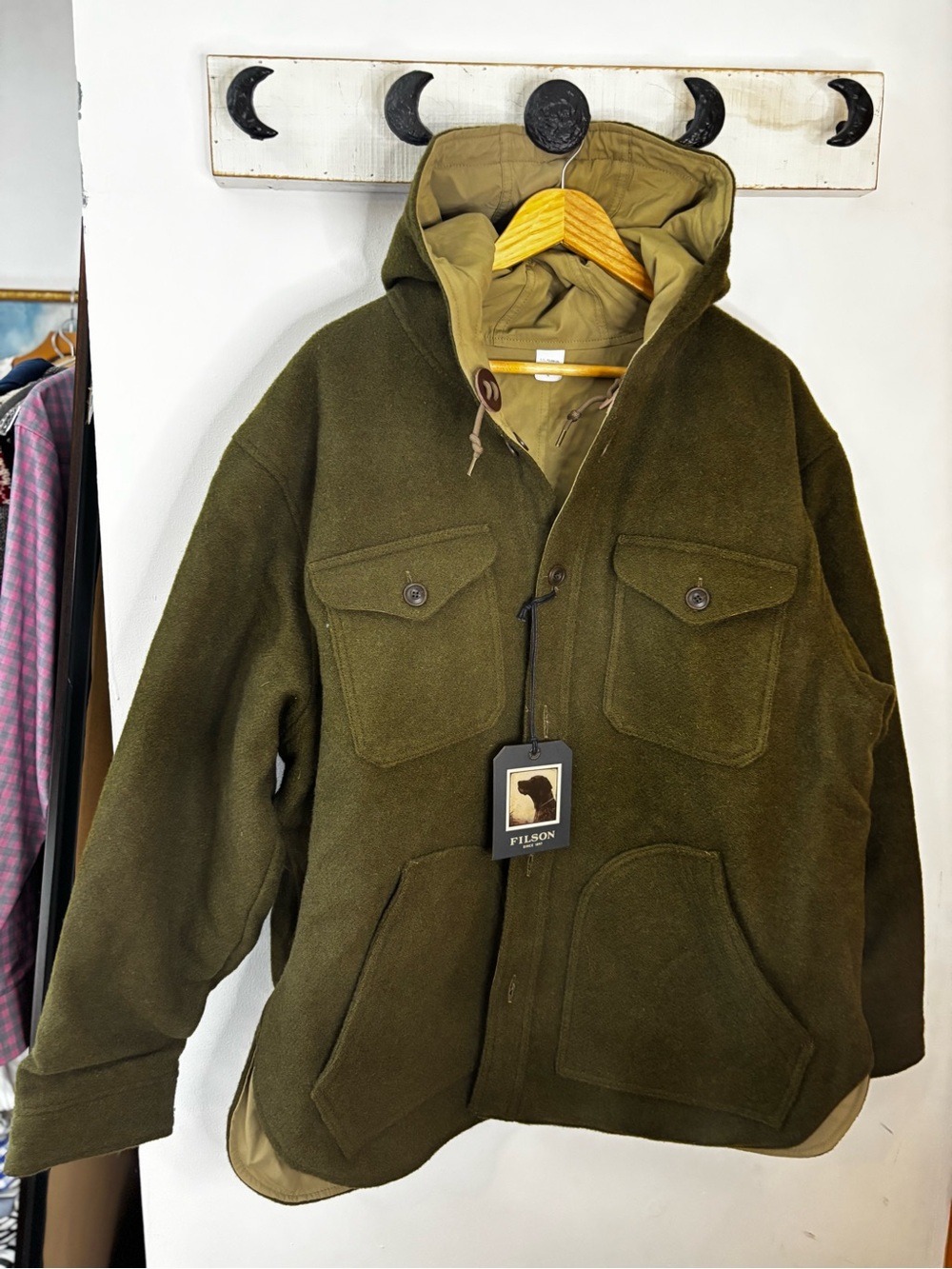 Filson Snohomish Reversible McKinley Green New Wool Military-Style Field Jacket - Picture 2 of 13